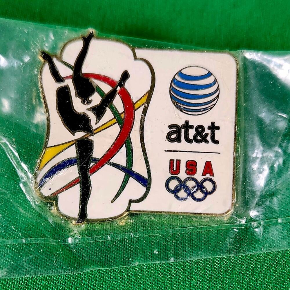 AMINCO Olympic at&t Sponsor Pin Rhythmic Gymnast Enamel NEW HTF
